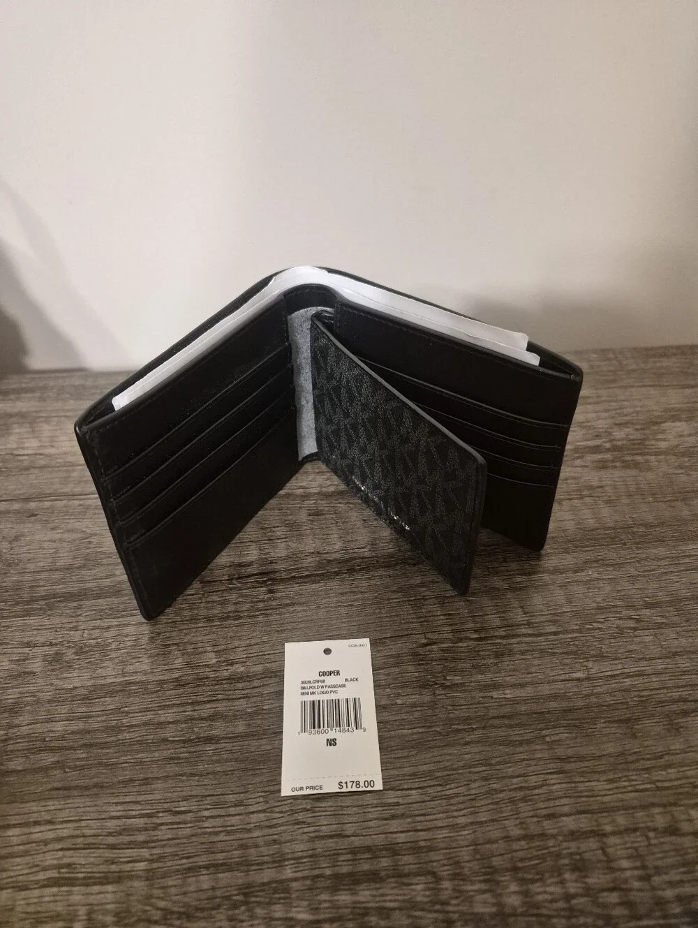 NWT Michael Kors Black MK Signature Bifold Wallet